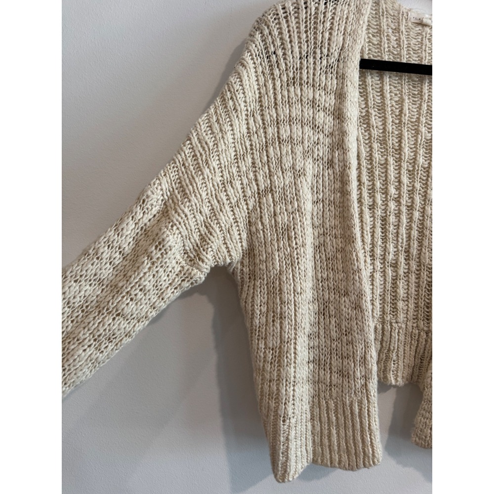 LA‎ Hearts Open Front Chunky Knit Cardigan Womens M/L Cream Ribbed Drop Shoulder - Picture 4 of 6